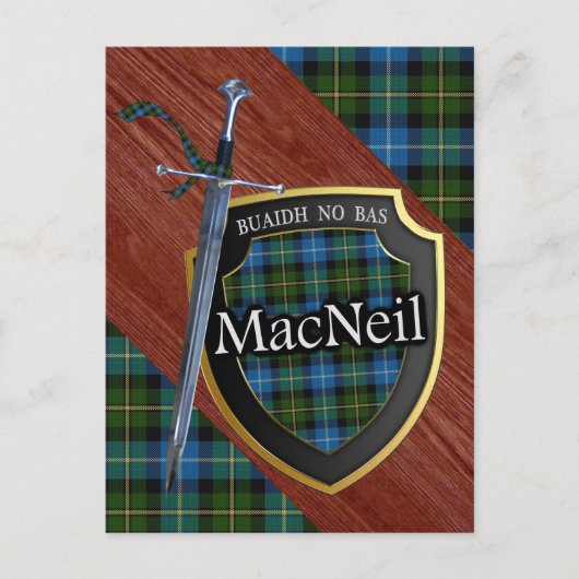 Clan MacNeil Tartan Sword & Shield Briefkaart (Voorkant)