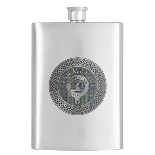 Clan MacNeill van Gigha Crest & Tartan Flask Flacon (Voorkant)