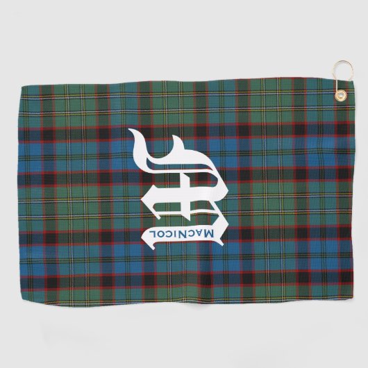 Clan MacNicol Hunting Tartan Pset Monogram Golfhanddoek (Horizontaal)