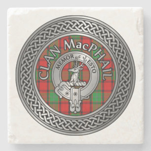Clan MacPhail Crest & Tartan Knot Stenen Onderzetter