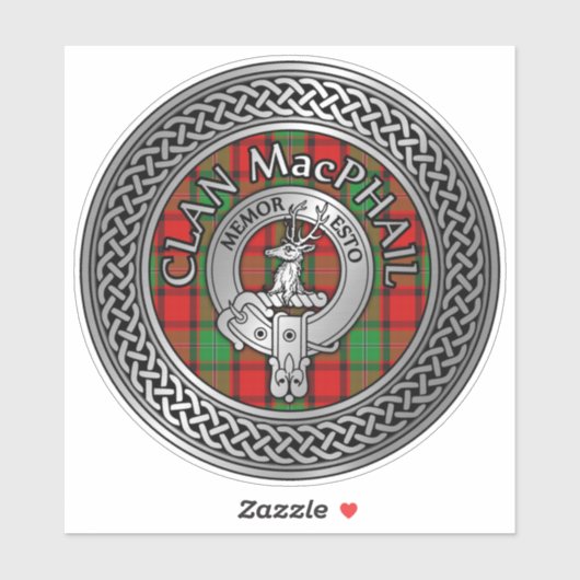 Clan MacPhail Crest & Tartan Knot Sticker (Vel)