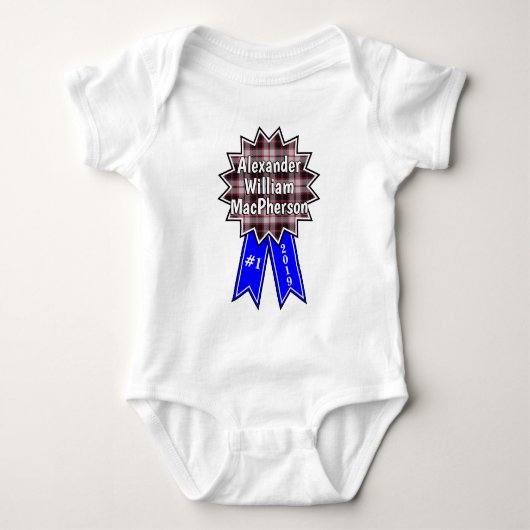 Clan MacPherson #1 Award Blauwe Lint Romper (Voorkant)