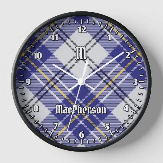 Clan MacPherson Blauw Jurk Tartan Grote Klok (Voorkant)