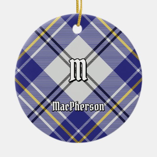 Clan MacPherson Blauw Jurk Tartan Keramisch Orname Keramisch Ornament (Voorkant)