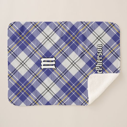 Clan MacPherson Blauw Jurk Tartan Sherpa Blanket Sherpa Deken (Voorkant (horizontaal))
