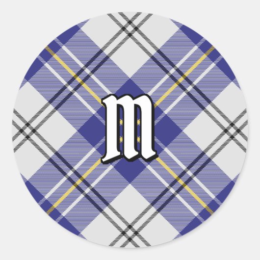 Clan MacPherson Blauwe Jurk Tartan Ronde Sticker (Voorkant)
