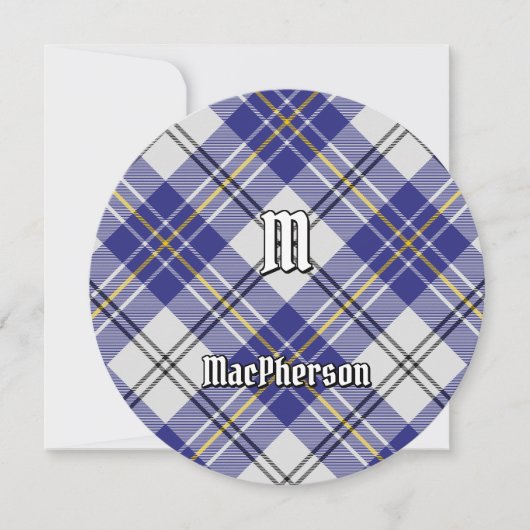 Clan MacPherson Blauwe Jurk Tartan Uitnodiging (Voorkant)