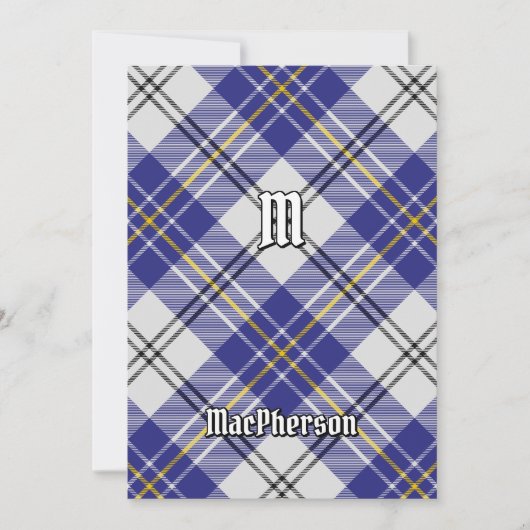 Clan MacPherson Blauwe Jurk Tartan Uitnodiging (Voorkant)