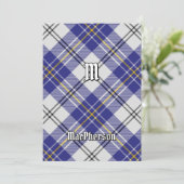 Clan MacPherson Blauwe Jurk Tartan Uitnodiging (Staand voorkant)