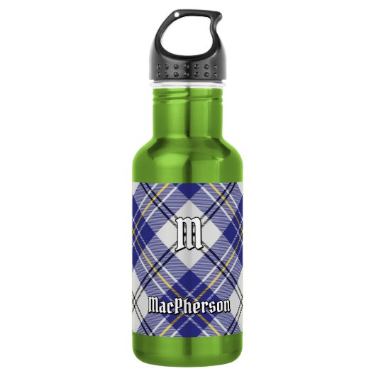 Clan MacPherson Blauwe Jurk Tartan Waterfles (Voorkant)