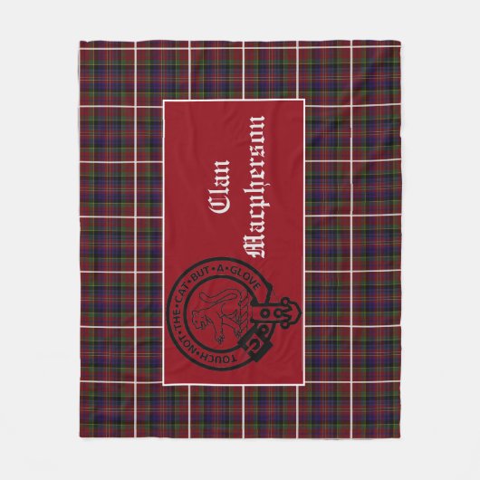 Clan Macpherson Crest Badge en Tartan Fleece Deken (Voorkant)