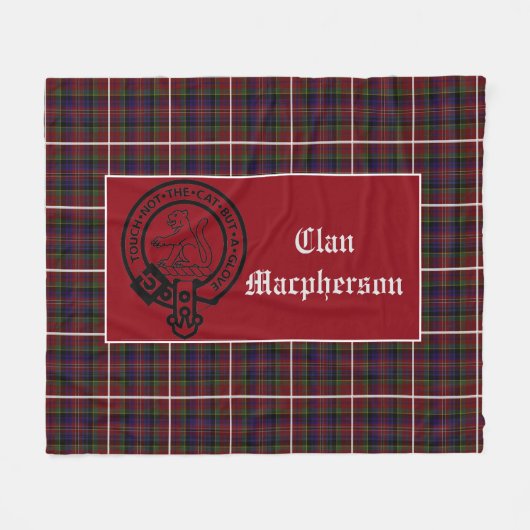 Clan Macpherson Crest Badge en Tartan Fleece Deken (Voorkant (Horizontaal))