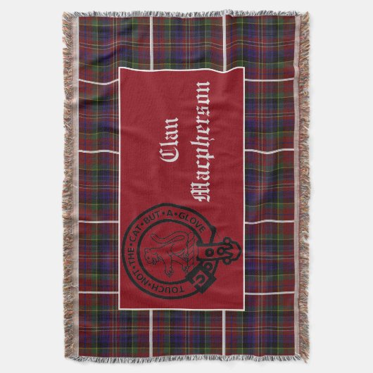 Clan Macpherson Crest Badge & Tartan Throw Deken (Voorkant Verticaal)