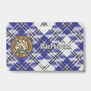 Clan MacPherson Crest over Blauwe Dress Tartan Badge