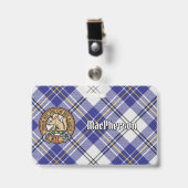 Clan MacPherson Crest over Blauwe Dress Tartan Badge (Voorzijde met clip)