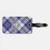 Clan MacPherson Crest over blauwe jurk Tartan Bagagelabel (Achterkant horizontaal)