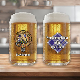 Clan MacPherson Crest over blauwe jurk Tartan Blikvorm Glas