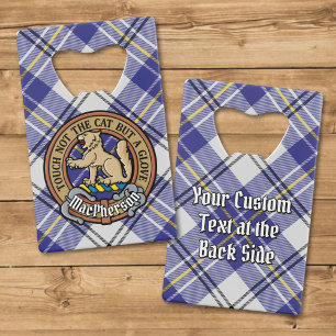 Clan MacPherson Crest over blauwe jurk Tartan Creditkaart Flessenopener