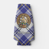 Clan MacPherson Crest over blauwe jurk Tartan Flesjeskoeler (Voorkant)