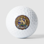Clan MacPherson Crest over blauwe jurk Tartan Golfballen (Voorkant)