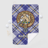 Clan MacPherson Crest over blauwe jurk Tartan Golfhanddoek (Insitu)