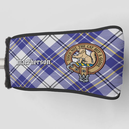 Clan MacPherson Crest over blauwe jurk Tartan Golfheadcover (Voorkant)