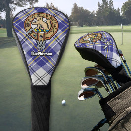 Clan MacPherson Crest over blauwe jurk Tartan Golfheadcover
