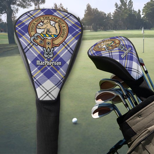 Clan MacPherson Crest over blauwe jurk Tartan Golfheadcover