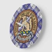 Clan MacPherson Crest over blauwe jurk Tartan Grote Klok (Hoek)
