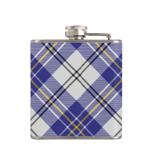 Clan MacPherson Crest over blauwe jurk Tartan Heupfles (Achterkant)