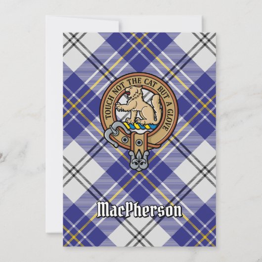Clan MacPherson Crest over blauwe jurk Tartan Kaart (Achterkant)