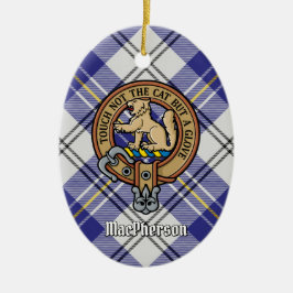 Clan MacPherson Crest over blauwe jurk Tartan Keramisch Ornament