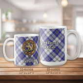 Clan MacPherson Crest over blauwe jurk Tartan Koffiemok