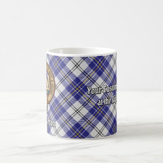 Clan MacPherson Crest over blauwe jurk Tartan Koffiemok (Center)