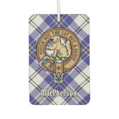 Clan MacPherson Crest over blauwe jurk Tartan Luchtverfrisser (Voorkant)