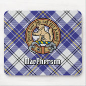 Clan MacPherson Crest over blauwe jurk Tartan Muismat (Voorkant)