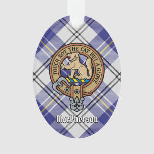 Clan MacPherson Crest over blauwe jurk Tartan Ornament