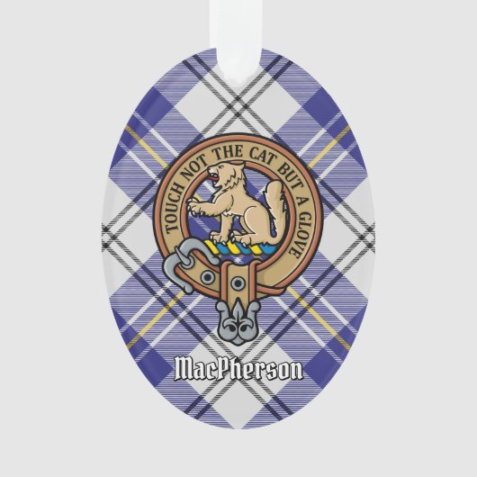 Clan MacPherson Crest over blauwe jurk Tartan Ornament (voorkant)