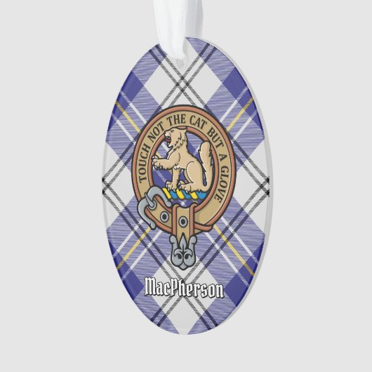 Clan MacPherson Crest over blauwe jurk Tartan Ornament (voorkant)
