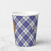 Clan MacPherson Crest over blauwe jurk Tartan Papieren Bekers (Links)