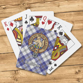 Clan MacPherson Crest over blauwe jurk Tartan Pokerkaarten