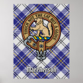 Clan MacPherson Crest over blauwe jurk Tartan Poster (Voorkant)