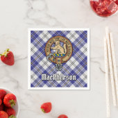 Clan MacPherson Crest over blauwe jurk Tartan Servet (Insitu)