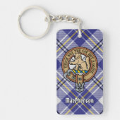 Clan MacPherson Crest over blauwe jurk Tartan Sleutelhanger (Voorkant)