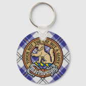 Clan MacPherson Crest over blauwe jurk Tartan Sleutelhanger (Voorkant)