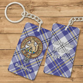Clan MacPherson Crest over blauwe jurk Tartan Sleutelhanger