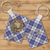 Clan MacPherson Crest over blauwe jurk Tartan Sleutelhanger