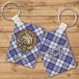 Clan MacPherson Crest over blauwe jurk Tartan Sleutelhanger