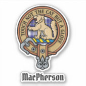 Clan MacPherson Crest over blauwe jurk Tartan Sticker (Voorkant)