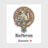 Clan MacPherson Crest over blauwe jurk Tartan Sticker (Vel)